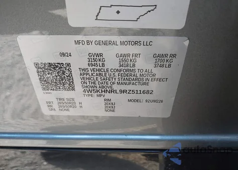 2024 Acura Zdx A-Spec из США, поврежденный, VIN 4W5KHNRL9RZ511682